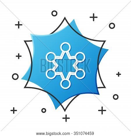 White Line Police Badge Icon Isolated On White Background. Sheriff Badge Sign. Shield With Star Symb