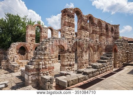 Ruins Of Church Of St Sophia Or The Old Bishopric In Old Town Of Nessebar, Bulgaria, Unesco World He