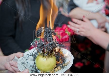 Incense Of Herb Smokes For Good Luck. Magic Plant Uzerlik . Burning Prevents Bad Looking . Peganum H
