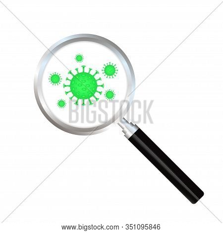 Bacteria And Virus Under The Magnifying Glass. Vector Stock Illustration.