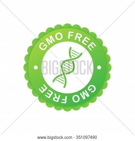 Green Colored Gmo Free Emblems, Badge, Logo, Icon. Vector Stock Illustration.