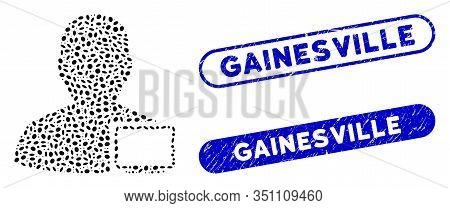 Mosaic Computer Administrator And Distressed Stamp Seals With Gainesville Text. Mosaic Vector Comput
