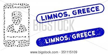 Mosaic Mobile Doctor And Rubber Stamp Seals With Limnos, Greece Phrase. Mosaic Vector Mobile Doctor 