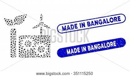 Mosaic Eco Plant And Rubber Stamp Seals With Made In Bangalore Text. Mosaic Vector Eco Plant Is Desi