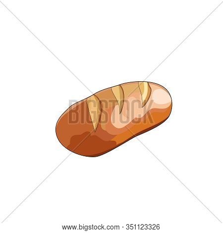 Baked Bread. Fresh White Crusty Bread. Vector Graphic Illustration Whita Bread, Wholemeal