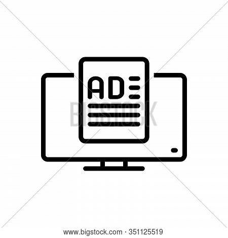 Black Line Icon For Ad-media Ad Media Application-ad Application Ad Function Advertisement Reclame O