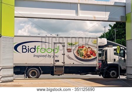 Walkerston, Queensland, Australia - February 2020: A Truck Delivering Produce To Woolworths Supermar