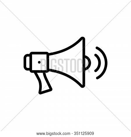 Black Line Icon For Megaphone-with-sound-waves Megaphone Sound Waves Bullhorn Louder Speaker Volume 