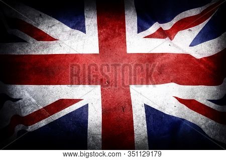 Closeup of grunge Union Jack flag 