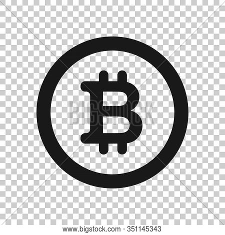 Bitcoin Icon In Flat Style. Blockchain Vector Illustration On White Isolated Background. Cryptocurre