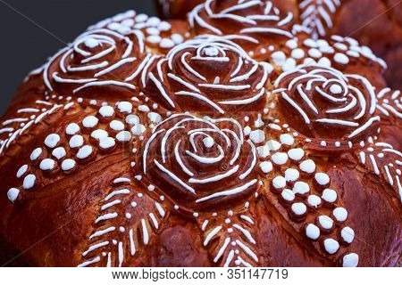 The Traditional Wedding Bread Korovai With Flowers