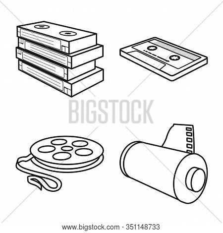 Vector Design Of Player And Device Icon. Collection Of Player And Equipment Stock Vector Illustratio
