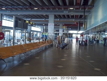 Spain, Canary Islands, La Palma, Santa Cruz De La Palma, December 17, 2019: Arrival Hall At Santa Cr