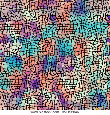 Wavy Abstract Seamless Pattern In Low Poly Style.