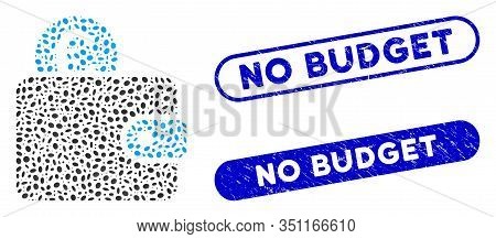Mosaic Euro Wallet And Rubber Stamp Seals With No Budget Text. Mosaic Vector Euro Wallet Is Created 