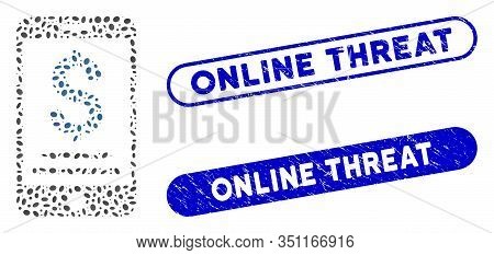 Collage Dollar Mobile Payment And Distressed Stamp Seals With Online Threat Caption. Mosaic Vector D