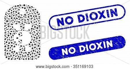 Mosaic Morgue Mark And Grunge Stamp Seals With No Dioxin Text. Mosaic Vector Morgue Mark Is Designed