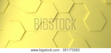Abstract Modern Pastel Yellow Honeycomb Background, 3d Rendering