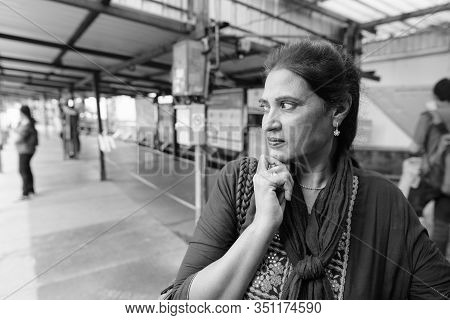 Portrait Of Mature Beautiful Indian Woman Exploring The City