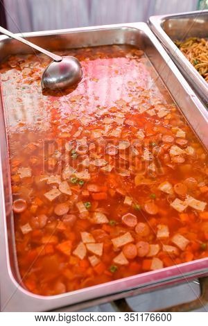 Beef Goulash Red Soup With Sauce And Tongue.