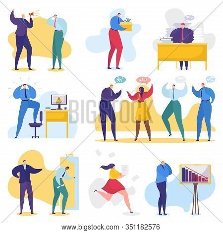 Work And Business Problems, Conflict In Office, Business People In Stress, Solving Problem Vector Il