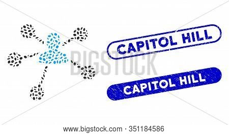 Mosaic Person Relations And Grunge Stamp Seals With Capitol Hill Text. Mosaic Vector Person Relation