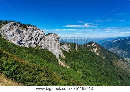 Col De Bataille, Ombleze, France. View On The Plateau Of Tete De La Dame.