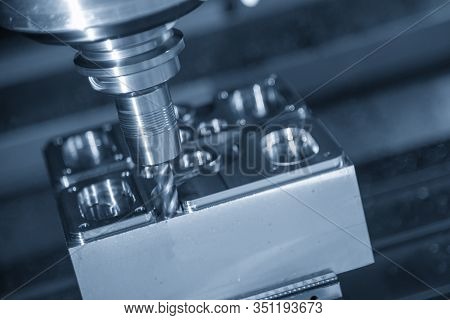 The Cnc Milling Machine Rough Cutting  The Injection Mold Parts By Solid Flat  Endmill Tools. The Mo
