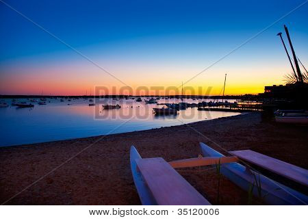 Formentera západ slunce v sobě estany des peix jezero Laguna