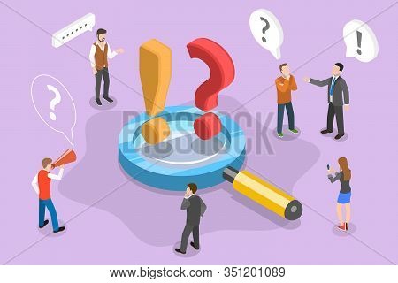 Isometric Vector Concept Illustration Of Frequently Asked Questions.