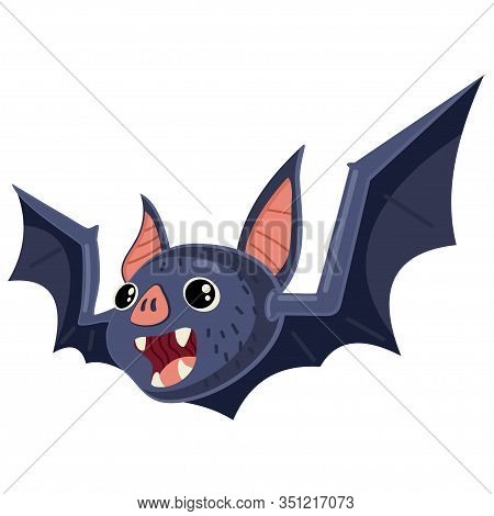 Vampire Bat Animal Cartoon Vector Illustration Isolated On White Background.