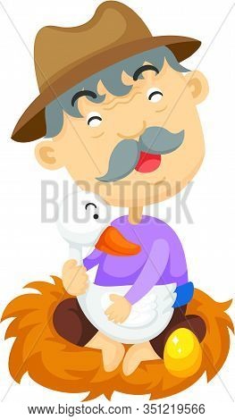 Illustration Of Isolated Goose With Golden Egg Fairy Tale Vector