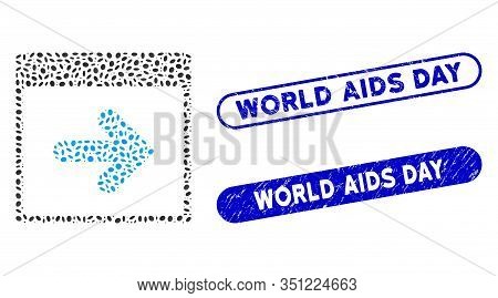 Mosaic Next Calendar Day And Distressed Stamp Seals With World Aids Day Caption. Mosaic Vector Next 