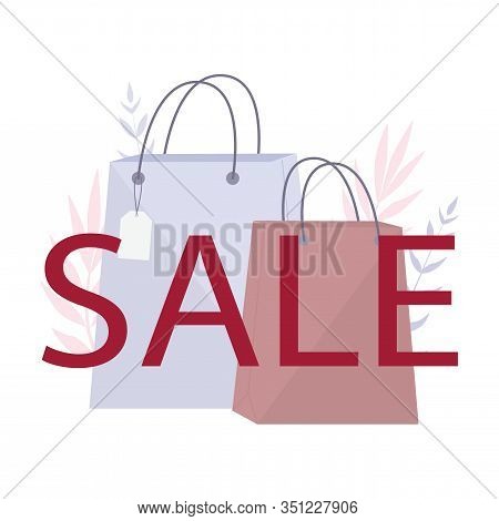 Sale Shopping Bags. Colorful Store Decoration For Discount. Special Offer