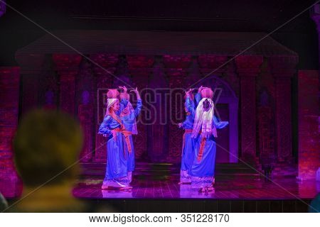 Phan Rang Town, Ninh Thuan Province, Vietnam - 14 January, 2020: The Cham Girls Perform An Apsara Tr
