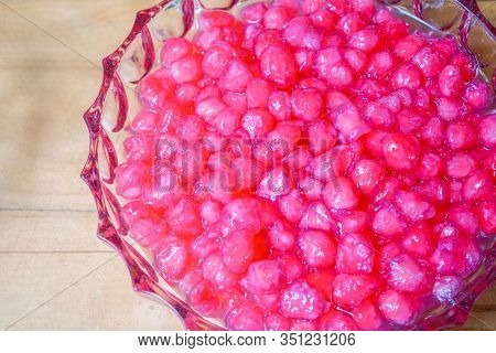 Tubtimkrob Is The Waterchestnut In Coconut Milk Thailand Dessert. It's Vintage Crispy Traditional De