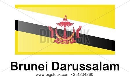 Brunei Darussalam Flag Button. Icon Flag Of Brunei Darussalam On White Background.