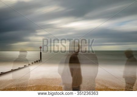 Creepy Ghost Like Figures On Southbourne Beach