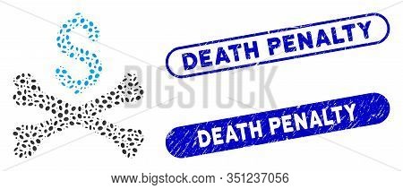 Mosaic Mortal Debt And Corroded Stamp Seals With Death Penalty Caption. Mosaic Vector Mortal Debt Is