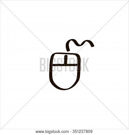 Icon Sign With Computer Mouse For Software Skills Section. Black Hand Draw Doodle Sketch Can Be Used