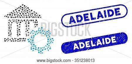 Mosaic Bank Options And Distressed Stamp Seals With Adelaide Phrase. Mosaic Vector Bank Options Is C