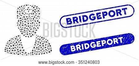 Mosaic Medic And Grunge Stamp Seals With Bridgeport Caption. Mosaic Vector Medic Is Created With Ran