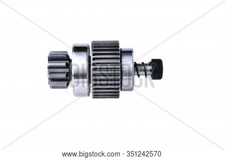 Starter Bendix, Car Starter Detail Close-up Isolate On White Background