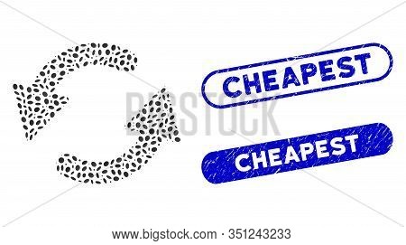 Mosaic Refresh Ccw And Corroded Stamp Seals With Cheapest Text. Mosaic Vector Refresh Ccw Is Designe