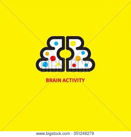 Human Brain Abstract Icon, Neurotransmitters Logo, Neuro Concept