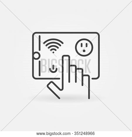 Tablet With Wi-fi And Us Smart Socket Vector Linear Icon Or Symbol