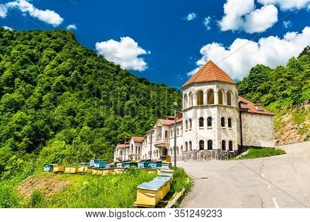 Beehives And Guesthouse At Haghartsin Monastery In The Tavush Province Of Armenia