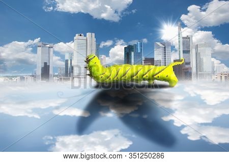 Aspiration Concept And Ambition Idea As A Caterpillar Casting A Shadow Odf A Butterfly As An Achieve