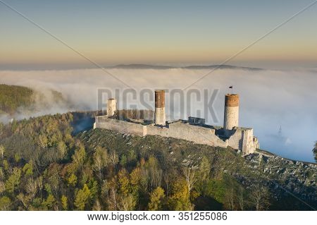Aerial View Of Castle Checiny Near Kielce,poland