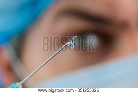 Syringe. Coronavirus. Doctor Makes Vaccination. Selective Focus. Close Up. Vaccination For People. I